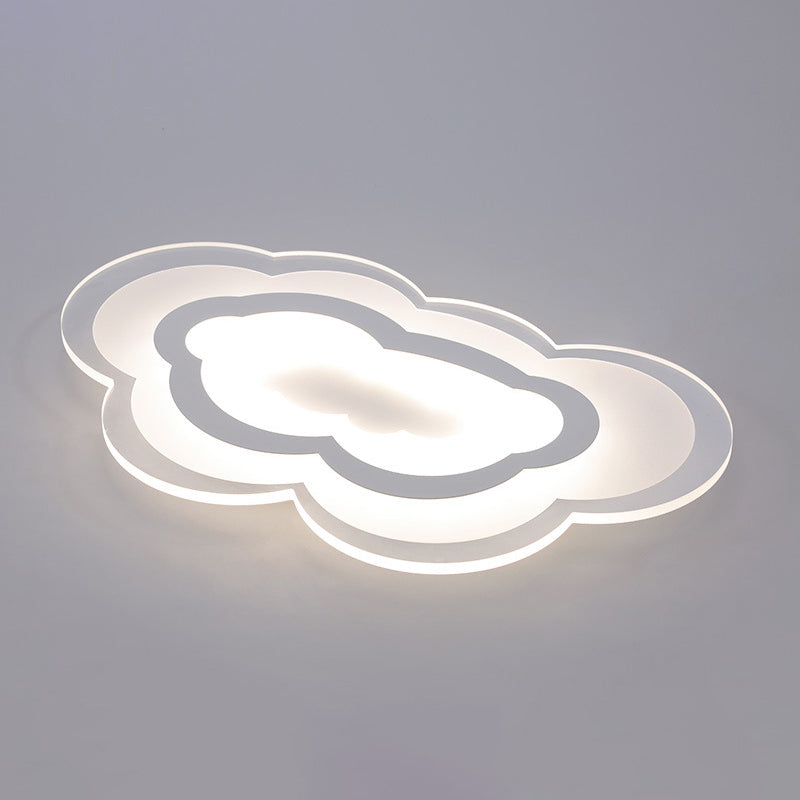 Minimalist Led Acrylic Cloud Flush-Mount Light Fixture - White Ceiling Lighting