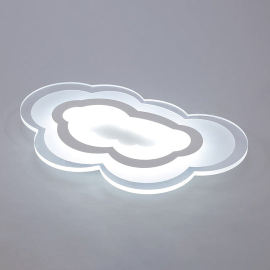 Minimalist Led Acrylic Cloud Flush-Mount Light Fixture - White Ceiling Lighting