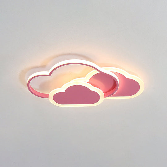 Minimalist Led Cloud Ceiling Light Fixture - Acrylic Mount Pink / White