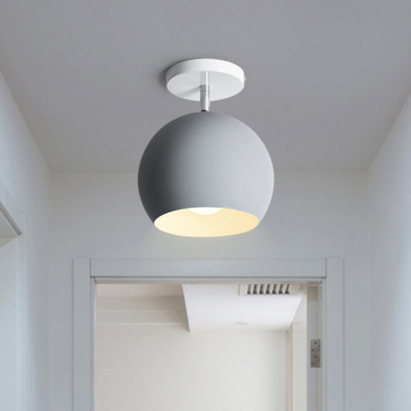 Nordic Style Round Ceiling Flush Mount Light With Metal Aisle Close To Lighting Grey