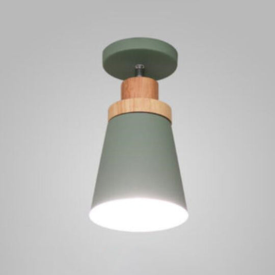 Modern Tapered Ceiling Flush Mount Light - Stylish Metal Close To Lighting Fixture Green