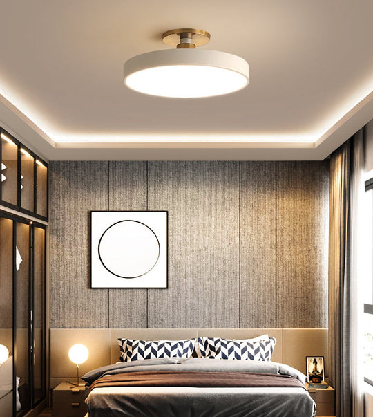 Modern Led Acrylic Semi Flush Mount Ceiling Light Fixture With Circular Ring Design