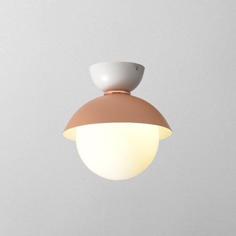Nordic-Style Round Flush Mount Metal Ceiling Light Pink