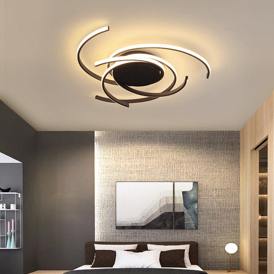 Modern Metal Spiral Flush Mount Led Ceiling Light For Bedrooms