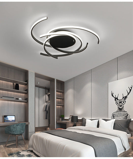 Modern Metal Spiral Flush Mount Led Ceiling Light For Bedrooms