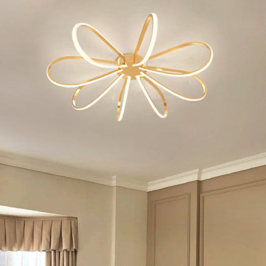 Gold Petal Acrylic Flush Mount Ceiling Light - Modern Led Fixture