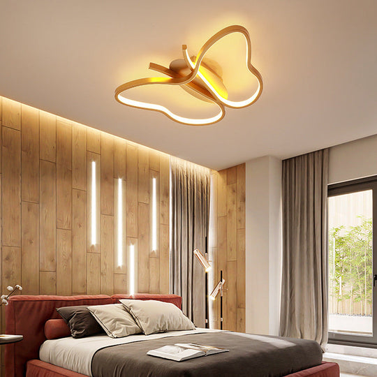 Modern Led Butterfly Ceiling Light Fixture - Close-To-Ceiling Metal Lighting