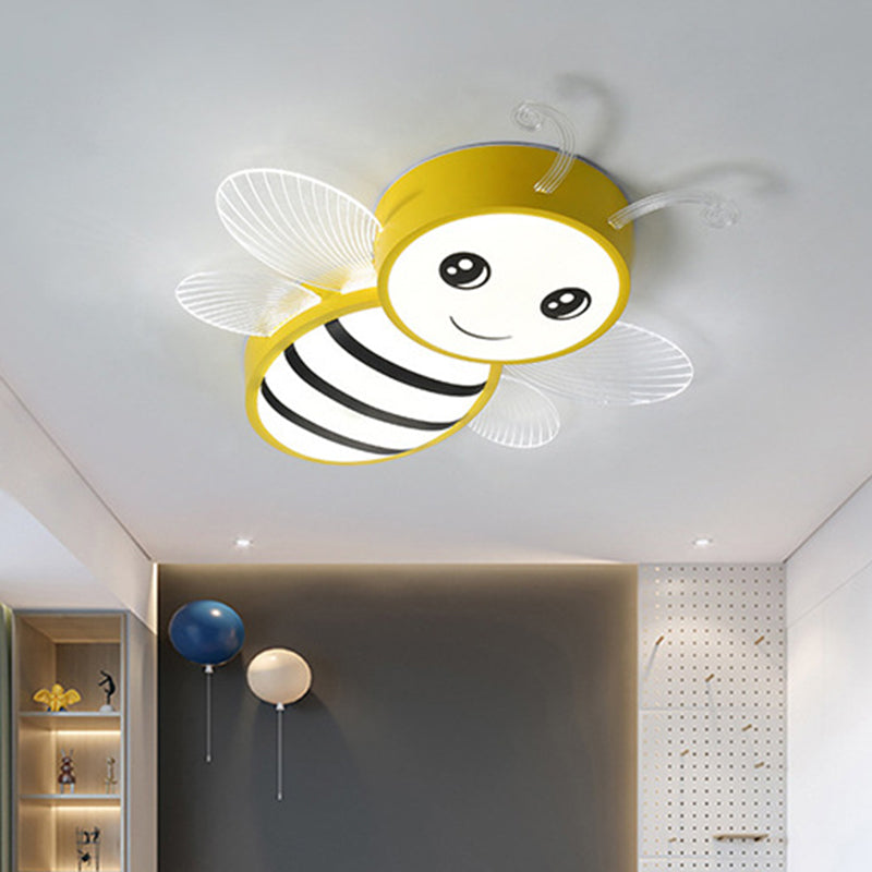 Kids Metal Bee Flush Mount Ceiling Light - Led Close To Lamp