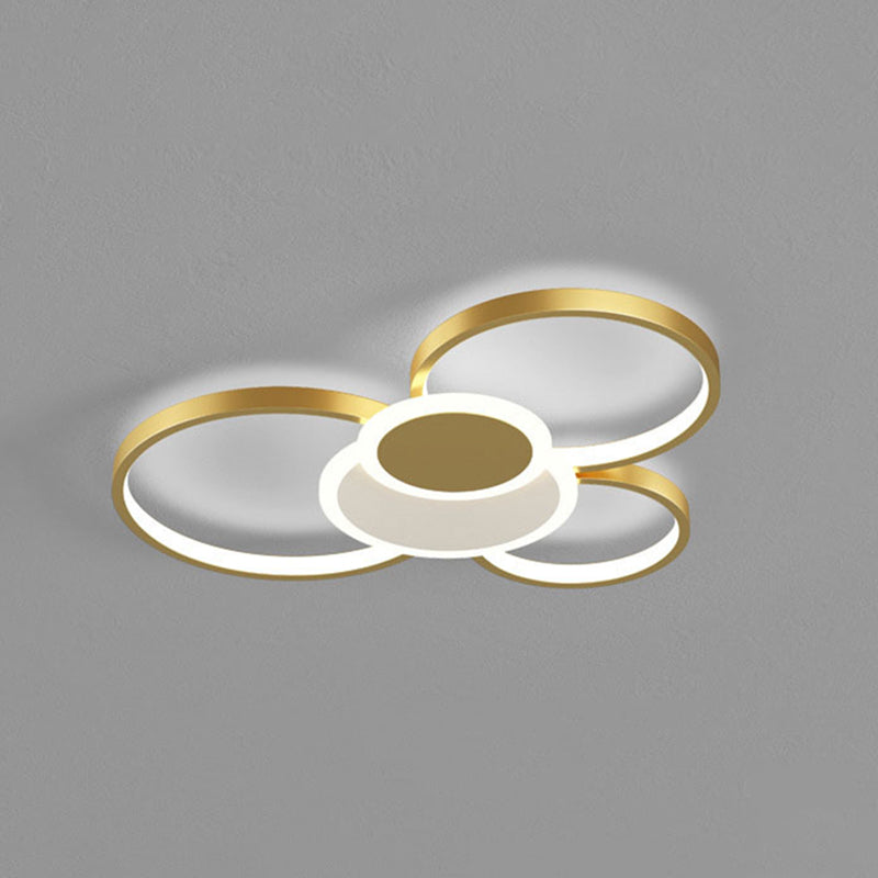 Modern Metal Flush Mount Ceiling Light Fixture With Multi-Ring Design For Living Room Gold / 22