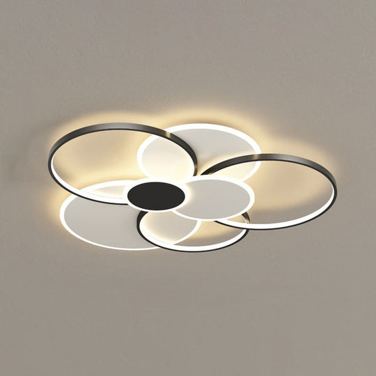 Modern Metal Flush Mount Ceiling Light Fixture With Multi-Ring Design For Living Room Black / 39.5