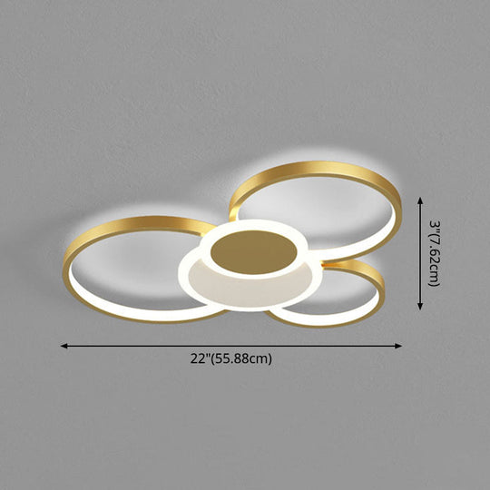Modern Metal Flush Mount Ceiling Light Fixture With Multi-Ring Design For Living Room