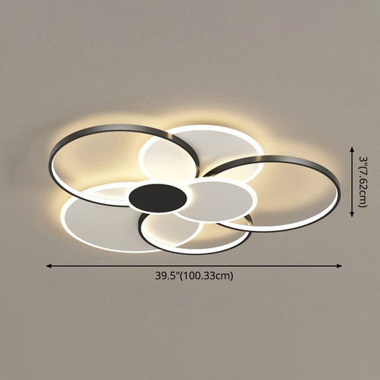 Modern Metal Flush Mount Ceiling Light Fixture With Multi-Ring Design For Living Room