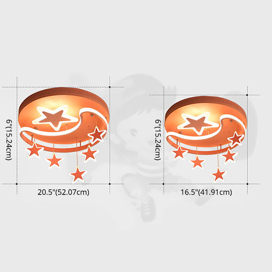 Creative Moon And Star Acrylic Flush Ceiling Light Fixture - 1 Flush-Mount
