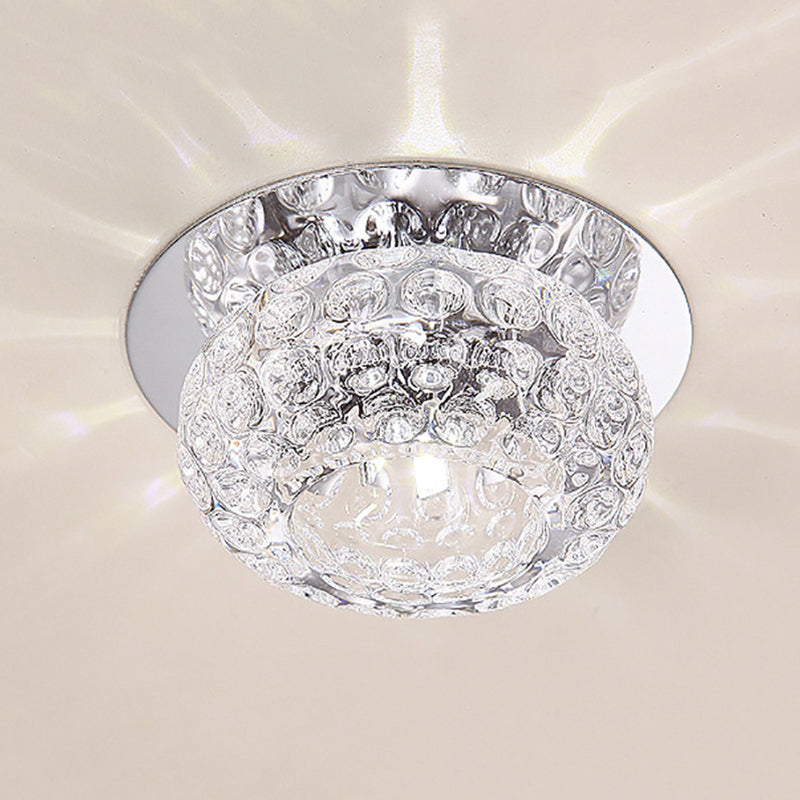 Contemporary Glass Ceiling Mount Chandelier - Semi Flush Ball Lights For Hallway Clear / White