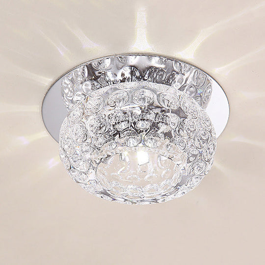 Contemporary Glass Ceiling Mount Chandelier - Semi Flush Ball Lights For Hallway Clear / White