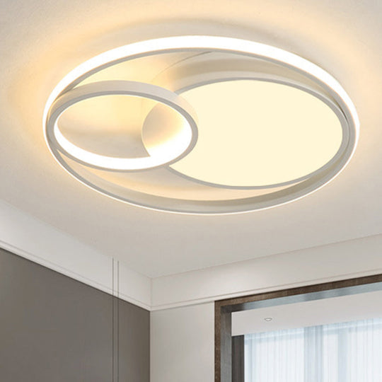 Modern Acrylic Ring Flushmount LED Ceiling Light in Gray/White/Black with Warm/White/3 Color Lighting"