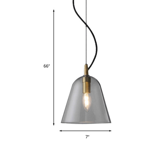 Modern Clear Glass Bell Pendant Light - Brass Finish, 1 Head Bathroom Hanging Lamp Kit