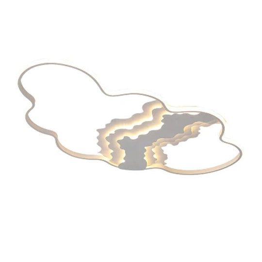 Modern Metal LED Cloud Flush Mount Fixture in White with Warm/White Light for Living Room Lighting