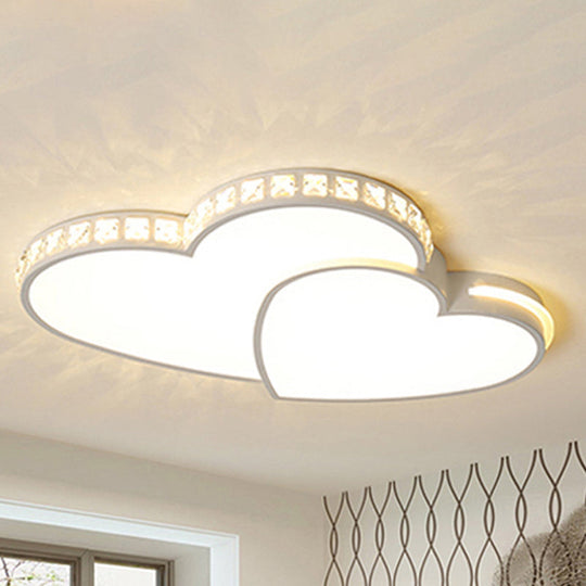 LED Heart Flush Mount Ceiling Light - 20.5"/24.5" - Simple White Acrylic - Warm/White/3 Color Light - Ideal for Bedroom