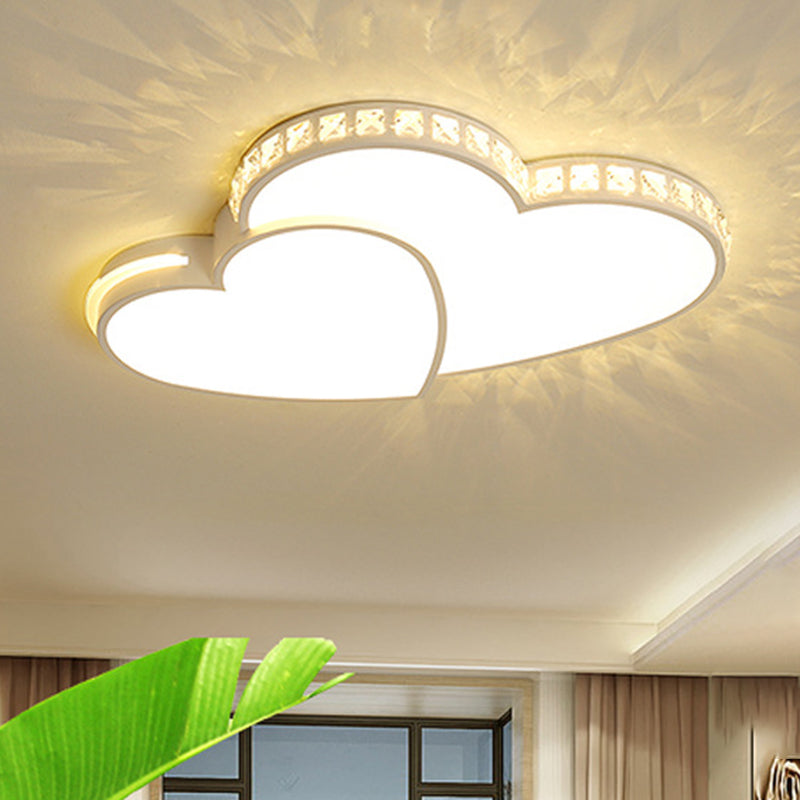 Led Heart Flush Mount Ceiling Light - 20.5/24.5 Simple White Acrylic Warm/White/3 Color Ideal For