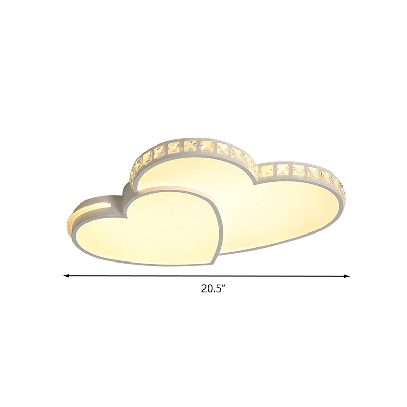 LED Heart Flush Mount Ceiling Light - 20.5"/24.5" - Simple White Acrylic - Warm/White/3 Color Light - Ideal for Bedroom