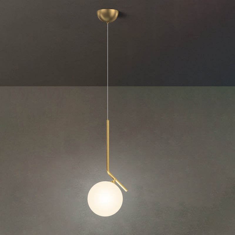 Mid-Century Opal Frosted Glass Globe Pendant Light with Hanging Lamp – 1 Light