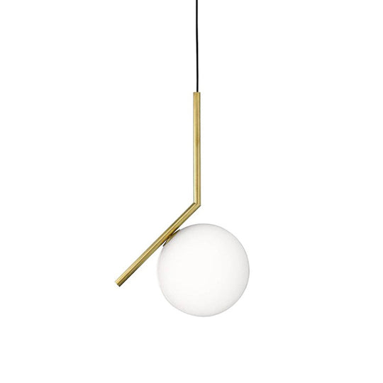 Mid-Century Opal Frosted Glass Globe Pendant Light with Hanging Lamp – 1 Light