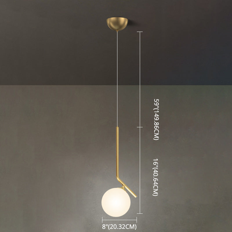 Mid-Century Opal Frosted Glass Globe Pendant Light with Hanging Lamp – 1 Light