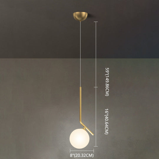 Mid-Century Opal Frosted Glass Globe Pendant Light with Hanging Lamp – 1 Light