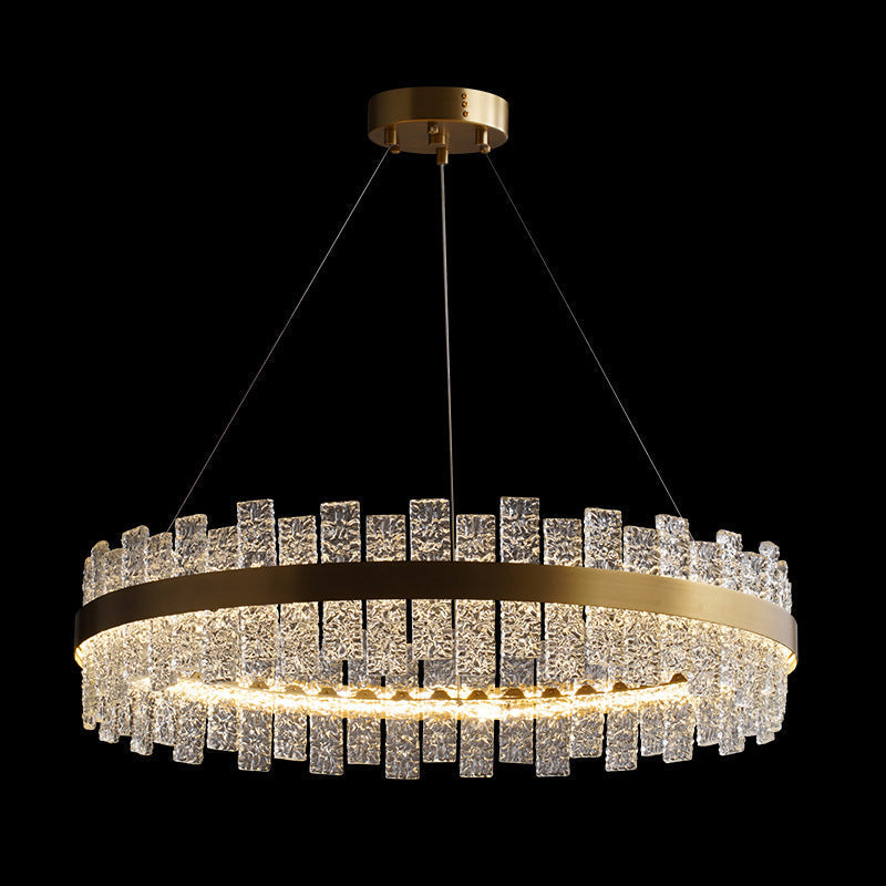 Gold Metal Crystal Led Pendant Chandelier - Stunning Art Deco Lighting For Living Room