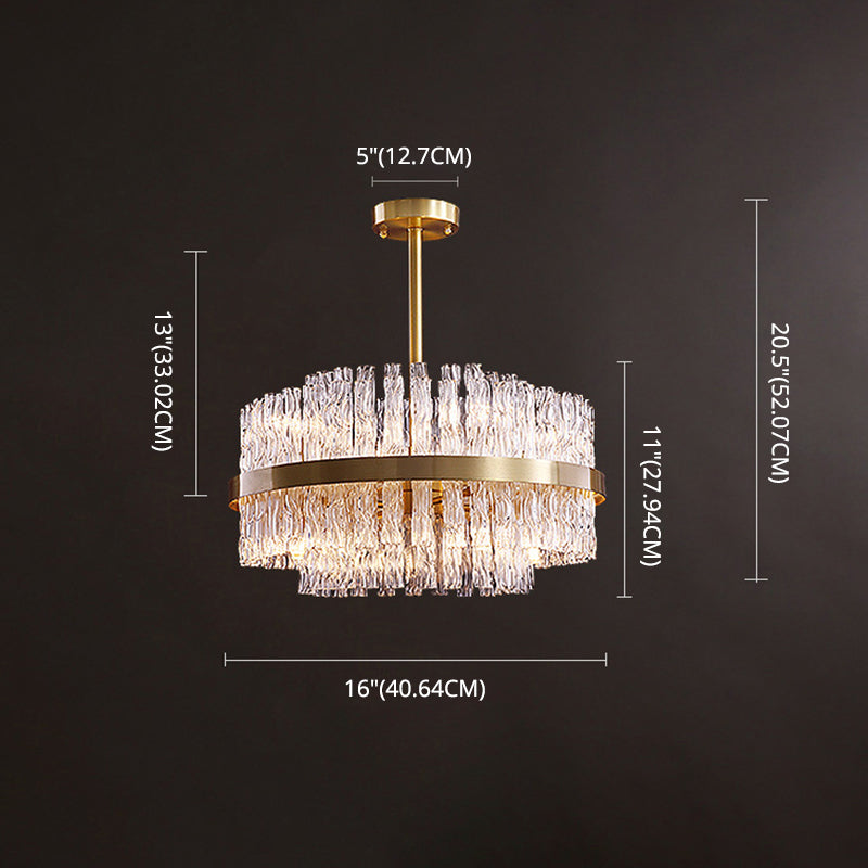 Modern Gold Metal Round Crystal Pendant Light For Living Room