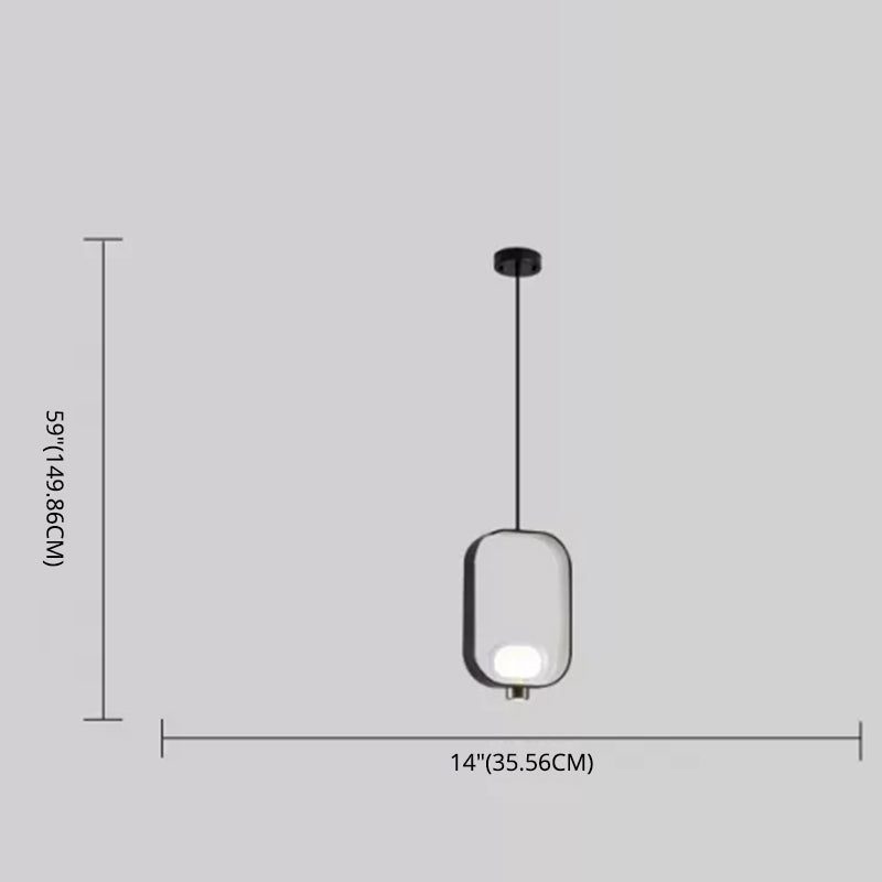 Black Nordic Retro Pendant Light With Metal Ring Shade - 1 Spherical Hanging Lamp