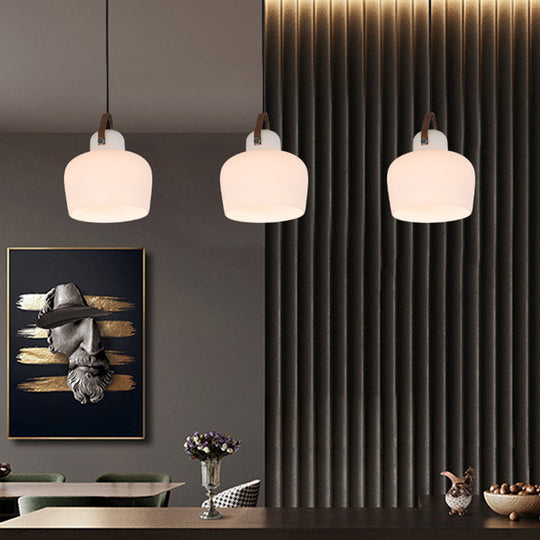 Modern Minimalist White Glass Pendant Lamp - 1 Light Hanging For Living Room