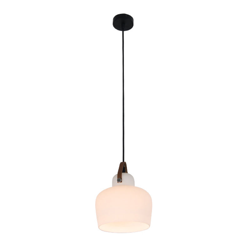 Modern Minimalist White Glass Pendant Lamp - 1 Light Hanging For Living Room