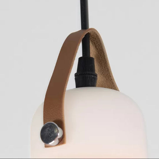 Modern Minimalist White Glass Pendant Lamp - 1 Light Hanging For Living Room