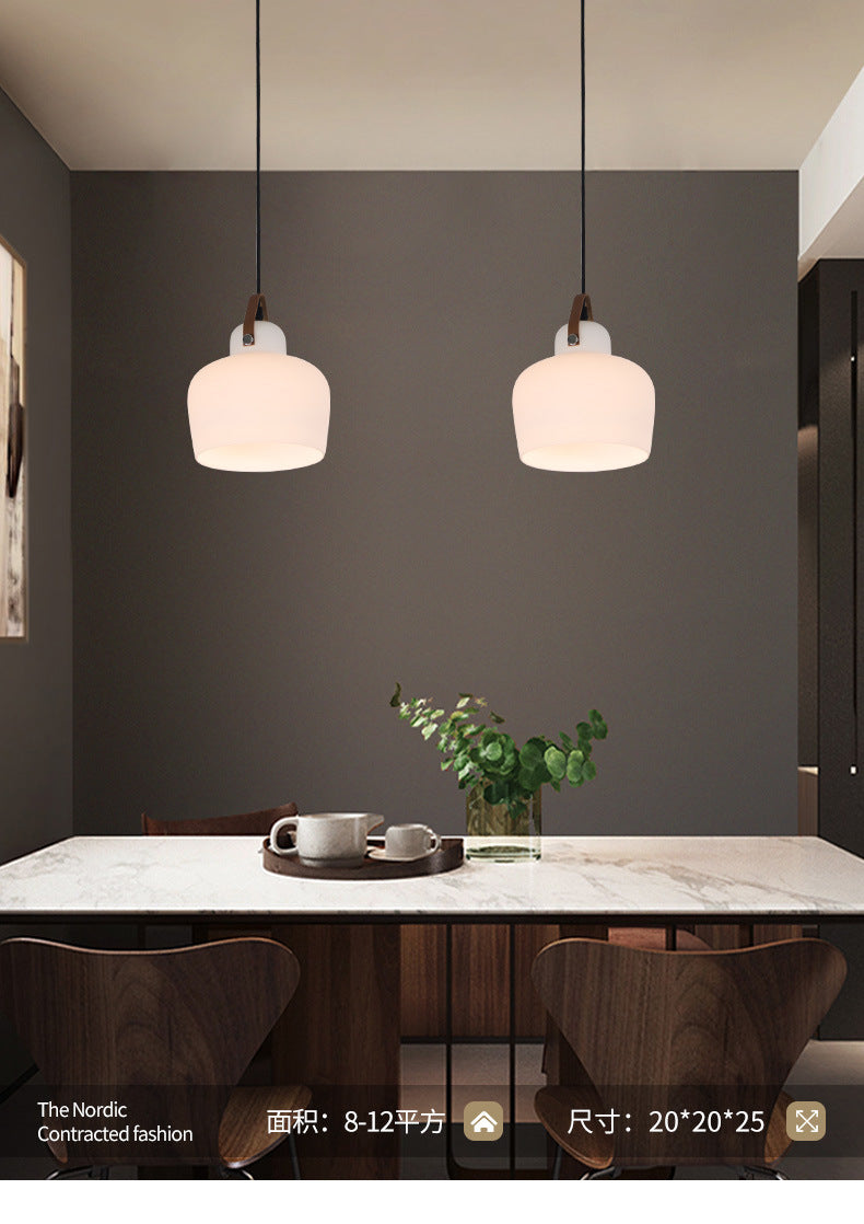 Modern Minimalist White Glass Pendant Lamp - 1 Light Hanging For Living Room