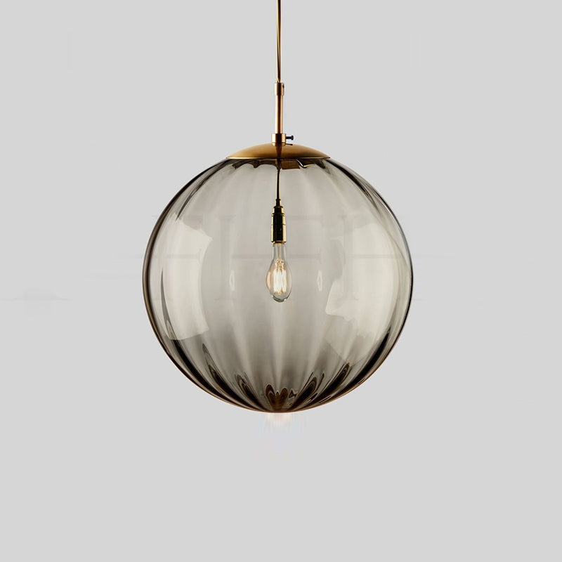 Sleek Ribbed Pendant Light: Modern Designer Hanging Lamp For Bedroom With 1 Light Smoke Gray