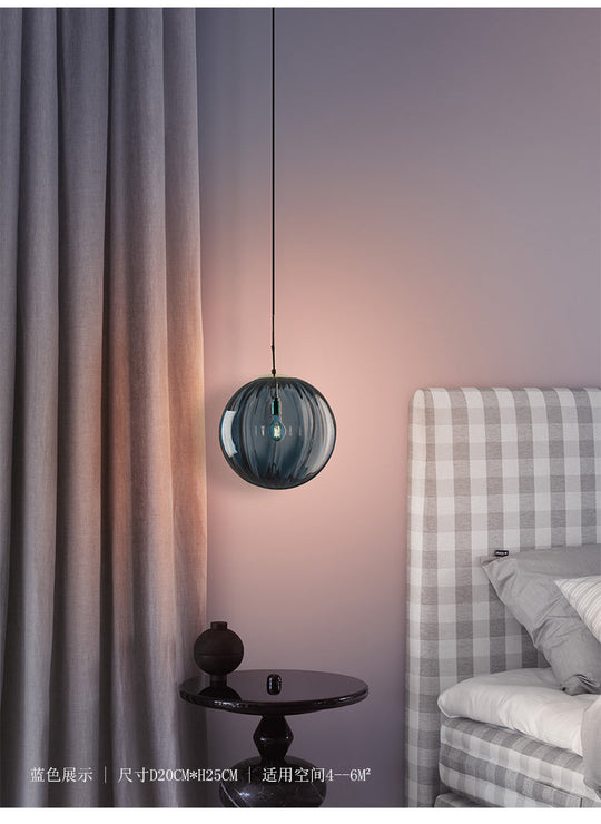 Sleek Ribbed Pendant Light: Modern Designer Hanging Lamp For Bedroom With 1 Light