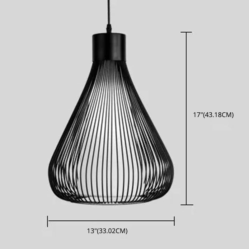 Nordic Teardrop Cage Pendant Light - Stylish Metal Hanging Lamp For Restaurants