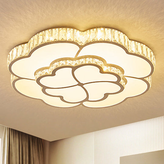 Modern Petal Crystal LED Flush Ceiling Light in White - 19.5"/23.5"/31.5" - for Bedroom