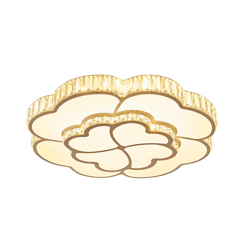 Modern Petal Crystal LED Flush Ceiling Light in White - 19.5"/23.5"/31.5" - for Bedroom