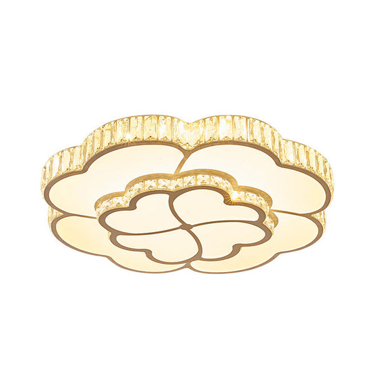 Modern Petal Crystal LED Flush Ceiling Light in White - 19.5"/23.5"/31.5" - for Bedroom