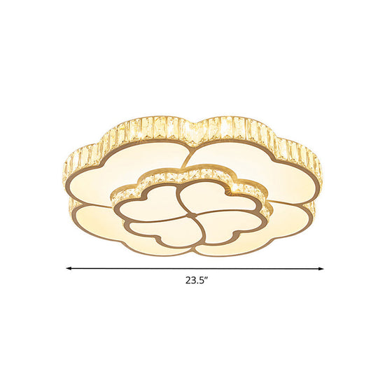 Modern Petal Crystal LED Flush Ceiling Light in White - 19.5"/23.5"/31.5" - for Bedroom