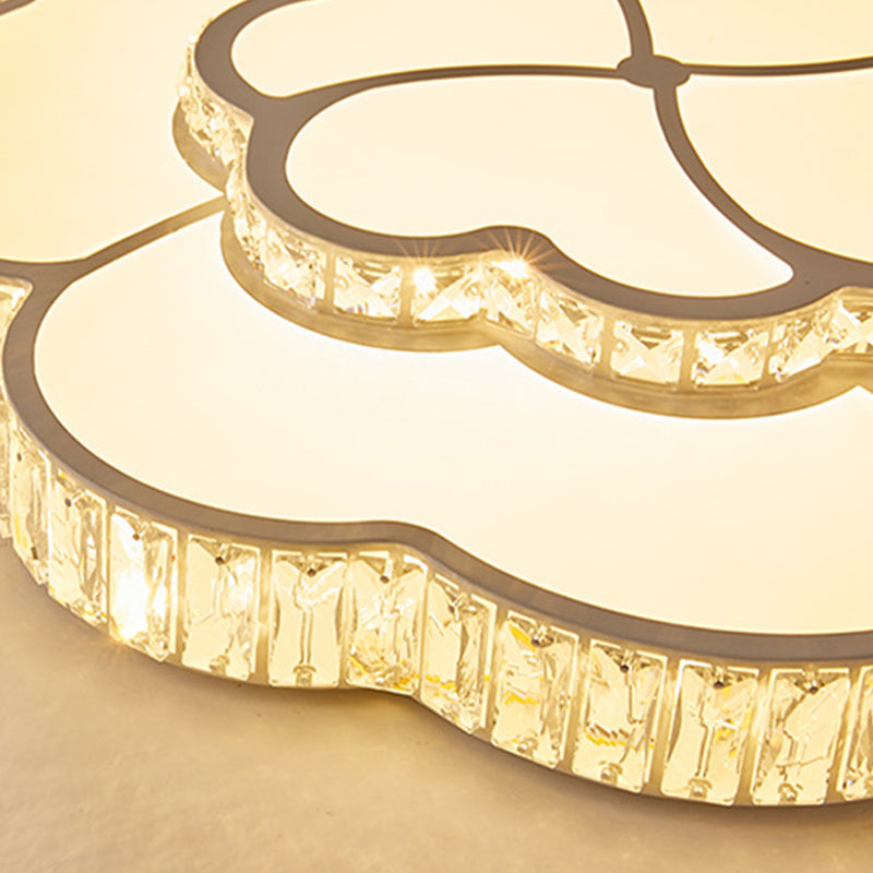 Modern Petal Crystal LED Flush Ceiling Light in White - 19.5"/23.5"/31.5" - for Bedroom