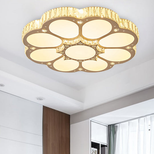 Modern Petal Crystal LED Flush Ceiling Light in White - 19.5"/23.5"/31.5" - for Bedroom