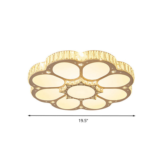 Modern Petal Crystal LED Flush Ceiling Light in White - 19.5"/23.5"/31.5" - for Bedroom