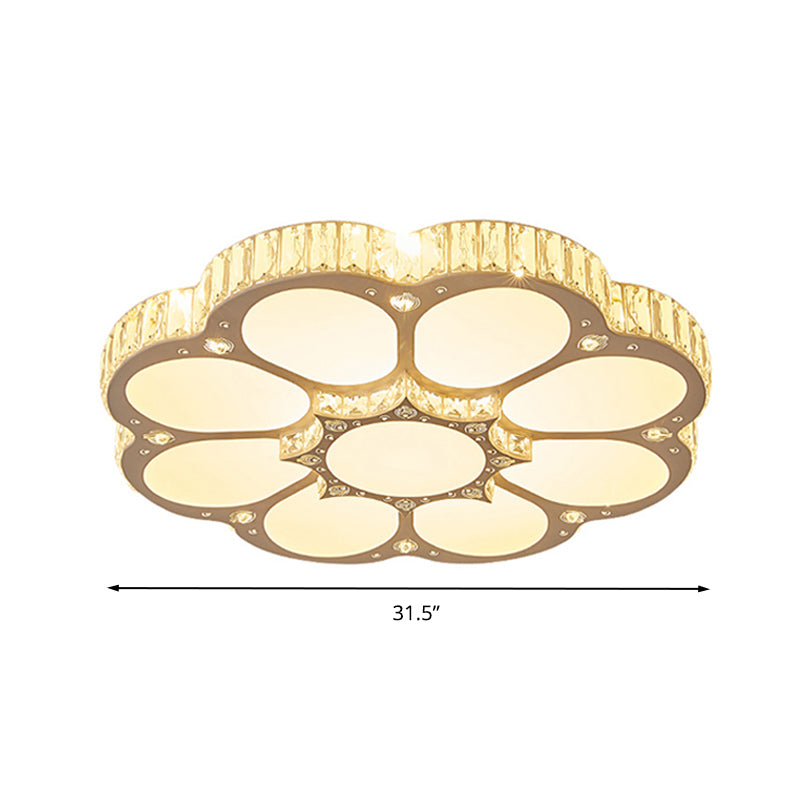 Modern Petal Crystal LED Flush Ceiling Light in White - 19.5"/23.5"/31.5" - for Bedroom