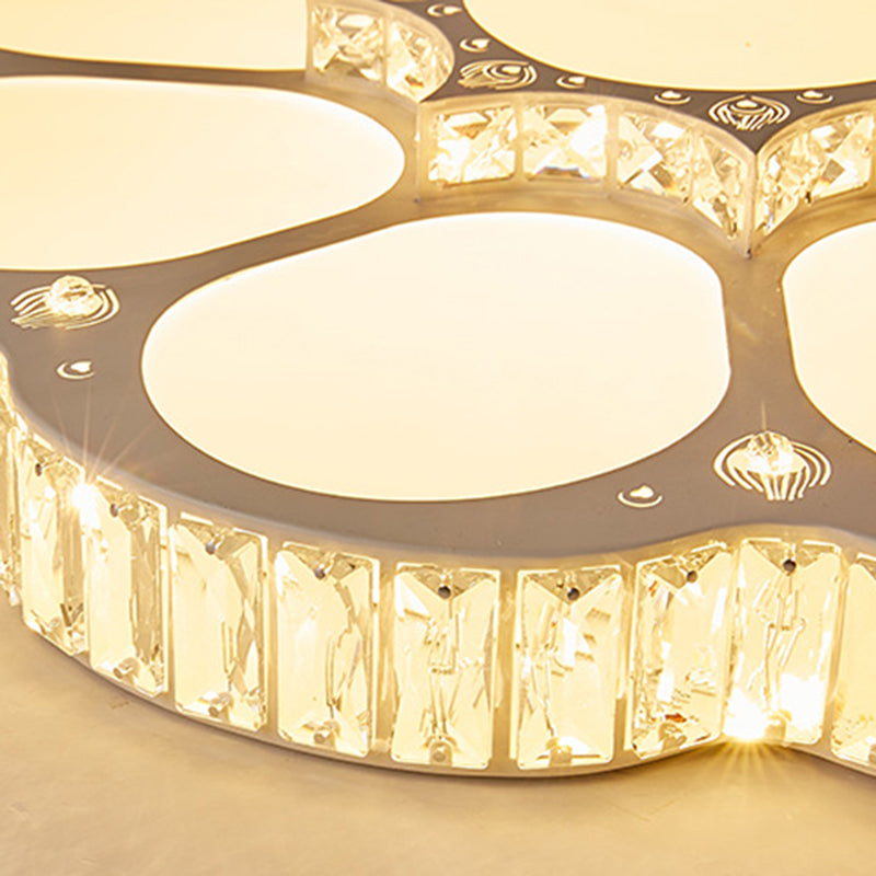 Modern Petal Crystal LED Flush Ceiling Light in White - 19.5"/23.5"/31.5" - for Bedroom