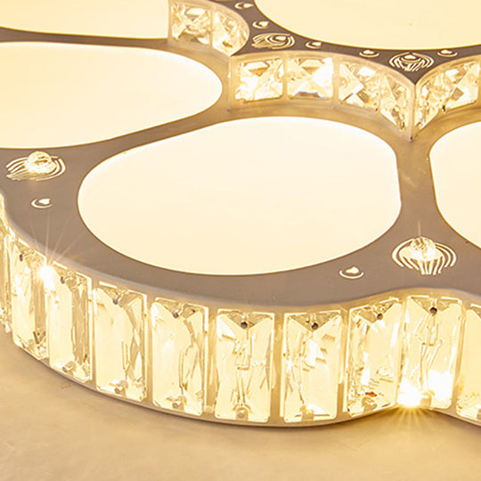 Modern Petal Crystal LED Flush Ceiling Light in White - 19.5"/23.5"/31.5" - for Bedroom
