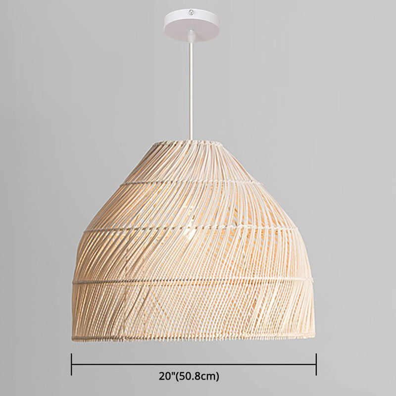 Asian Style Rattan Pendant Light With Hanging Wire - Bell Shape Lighting Fixture (39) Bedroom Décor